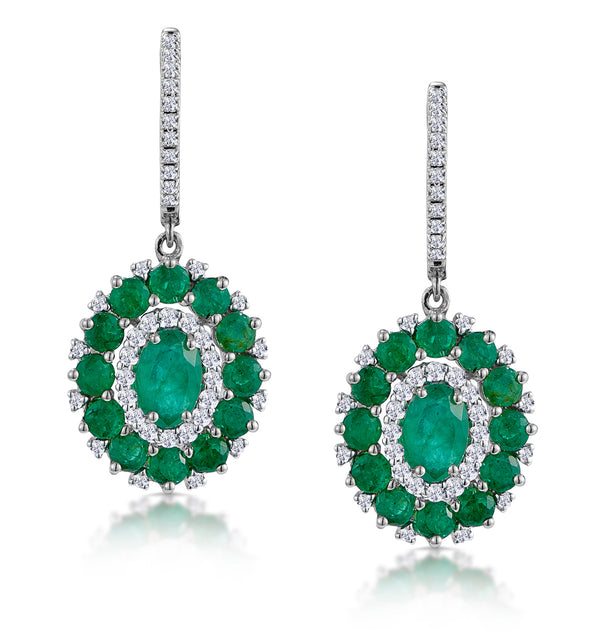 2.50ct Emerald Lab Diamond Drop Earrings in 9K White Gold - Asteria